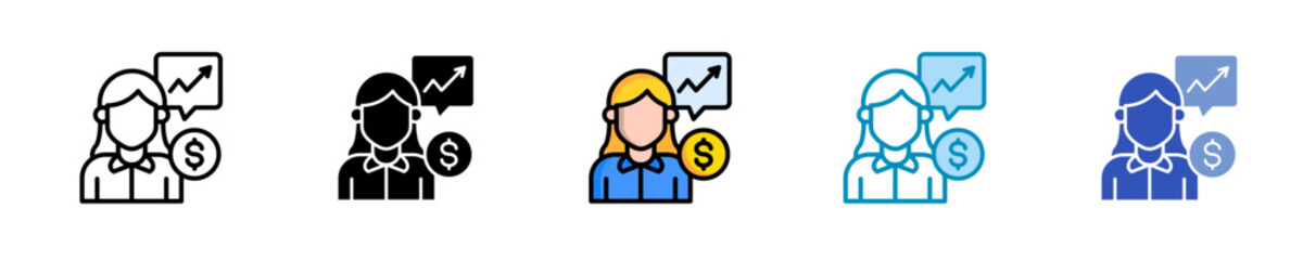 Financial Advisor  Icon Set Multiple Style Collection
