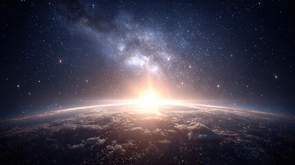 Earth from space illuminated by solar storm with vibrant aurora and glowing atmosphere in stunning photorealistic detail.