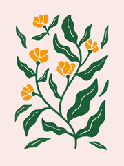 flower flat illustration rose tulip vase decoration leaves leaf