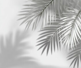 Obraz premium Soft white palm fronds cast delicate shadows on a light background