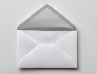Open white envelope on a plain white surface