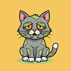 Obraz premium Rabies Awareness Day Zombie Cat Illustration
