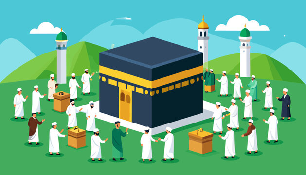 Pilgrims gather around the Kaaba during Hajj.