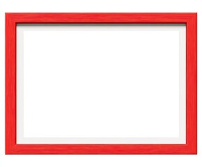 Red picture frame, rectangular, empty, isolated on white