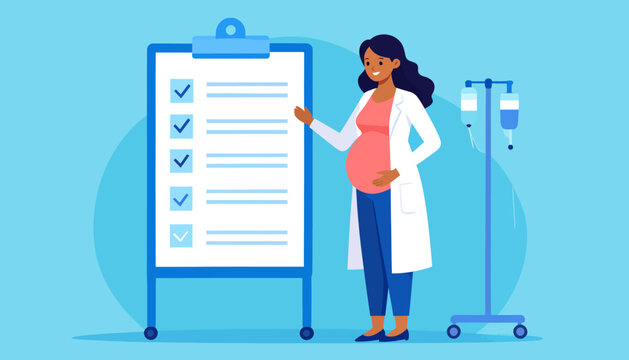 Pregnant woman in medical setting checklist.