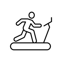 Obraz premium Man on treadmill icon. Simple outline style. Running, machine, fitness, people, gym, sport, training, exercise, person, health concept. Thin line symbol. Vector isolated design