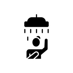 Shower icon. Simple solid style. Woman taking shower, take a bath, female, room, person, douche, bathroom, restroom concept. Silhouette, glyph symbol. Vector isolated design