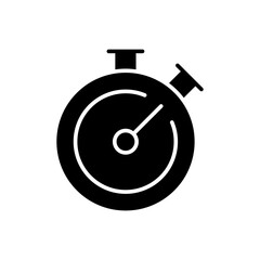 Stopwatch icon. Simple solid style. Watch, stop, clock, timer, quick, counter, time, circle, button, chronometer, sport equipment concept. Silhouette, glyph symbol. Vector isolated design