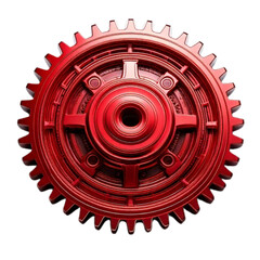 Glossy Red Cogwheel Engineering Part &ndash; Technology Icon on Transparent Background