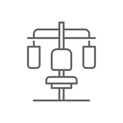 Butterfly gym machine icon. Simple outline style. Fitness, sport, training, equipment, power, strength, shoulder, chest, exercise concept. Thin line symbol. Vector isolated design editable stroke