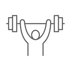 Weight lifting icon. Simple outline style. Lift, lifter, strong, bodybuilding, strength, exercise, body, muscle, power, sport, gym concept. Thin line symbol. Vector isolated design editable stroke