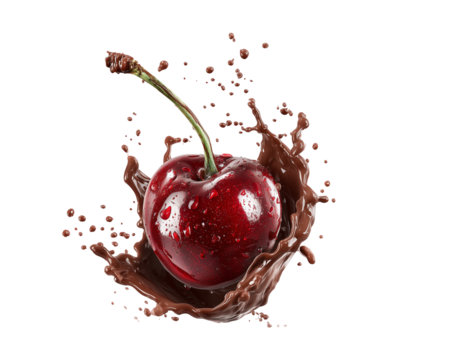 Cherry with chocolate liquid splash