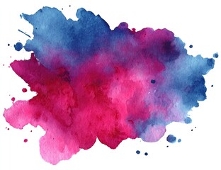 Abstract watercolor stain in vibrant pink and blue