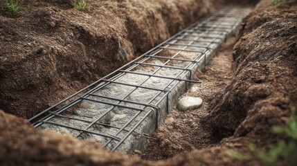 Obraz premium Reinforced concrete foundation formwork
