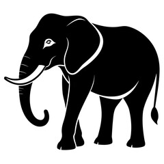 Simple Elephant Black Outline Illustration