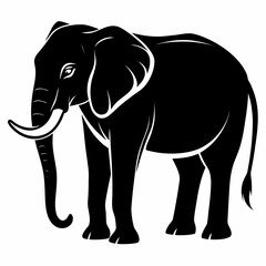 Obraz premium Simple Elephant Black Outline Illustration