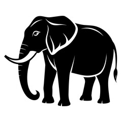Simple Elephant Black Outline Illustration