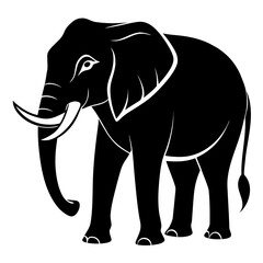 Fototapeta premium Simple Elephant Black Outline Illustration