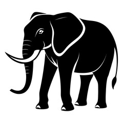 Simple Elephant Black Outline Illustration