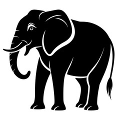 Simple Elephant Black Outline Illustration