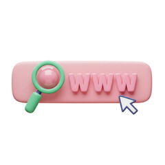 Cute internet address search bar with magnifying glass and cursor icon