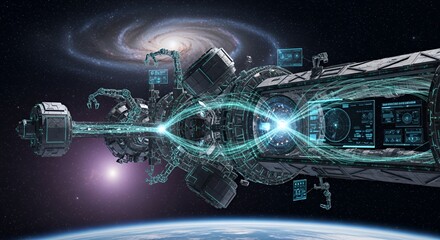 Futuristic Spaceship in Deep Space