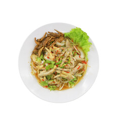 Exquisite Culinary Creation: A vibrant, top-down shot of a beautifully arranged plate of tantalizing food, showcasing fresh ingredients and a symphony of flavors. 