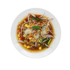 Seafood Salad on Plate: A vibrant shot captures a delicious, healthy seafood salad artfully presented on a pristine plate, tantalizing the viewer with its fresh ingredients and appetizing appearance.