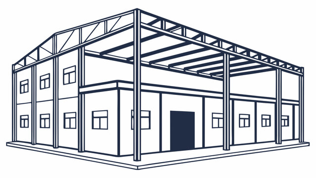 Steel framed industrial building structure.