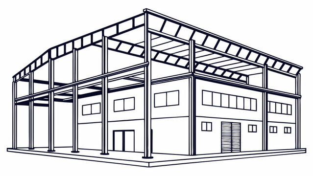 A large industrial building with steel frame.