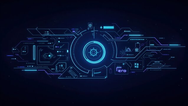 Abstract Blue Purple Futuristic Technology Interface H U D