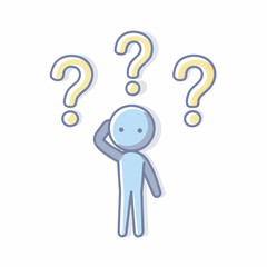 A cartoon person with question marks thinking confused