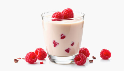 Refreshing glass of white chocolate raspberry milk on a bright isolated background for beverage inspiration and enjoyment