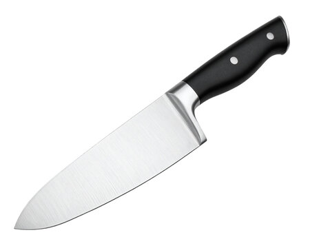 Close-Up of Cooking Knife Blade and Handle, isolated on transparent background.