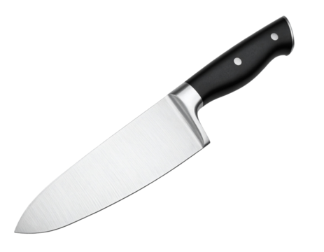 Close-Up of Cooking Knife Blade and Handle, isolated on transparent background.
