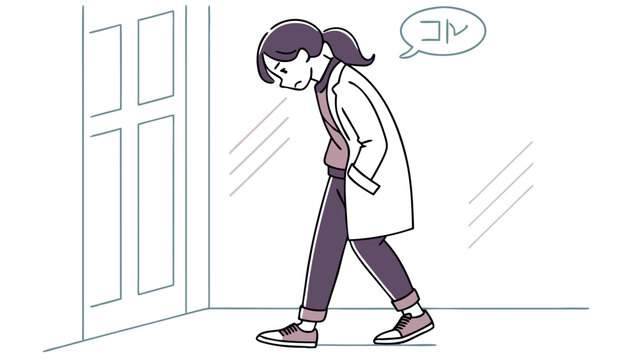 A cartoon woman experiencing discomfort or embarrassment.