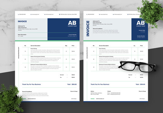 Blue And Green Invoice