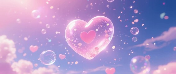 Pink hearts float on a light background, a symbol of romance and love, ready for a Valentine's Day celebration - Powered by Adobe