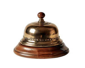 Metal bell with wooden base and top