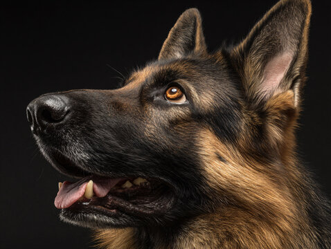 Dog Profile German Shepherd Canine Pet Animal Loyal Intelligent Black Brown Fur Happy Obedience Training Friendship Closeup Portrait Photography 