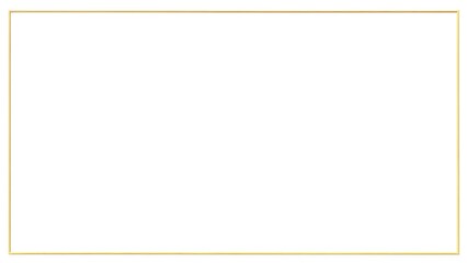 シンプルなゴールドの細い横長フレーム 白背景のミニマルデザイン