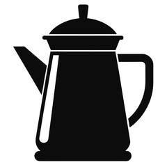 Simple Black Coffee Pot Illustration