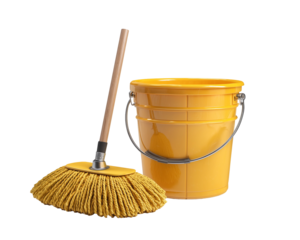 Mop and yellow bucket still life