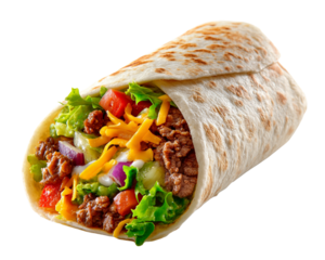 Sliced burrito showing fillings inside PNG transparent background