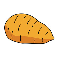 Cute Cartoon Sweet Potato Vector Illustration