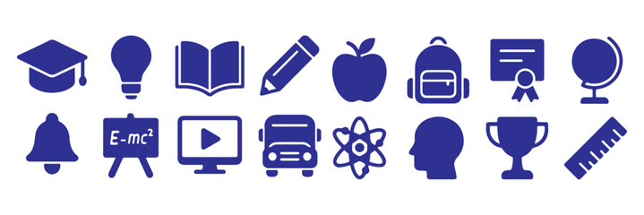 Education and Learning thin line icons set. Education, School, Learning editable stroke icons. Vector illustration