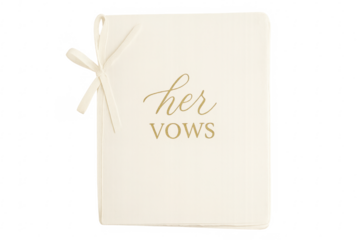 Elegant notebook showing her vows for wedding ceremony with transparent background