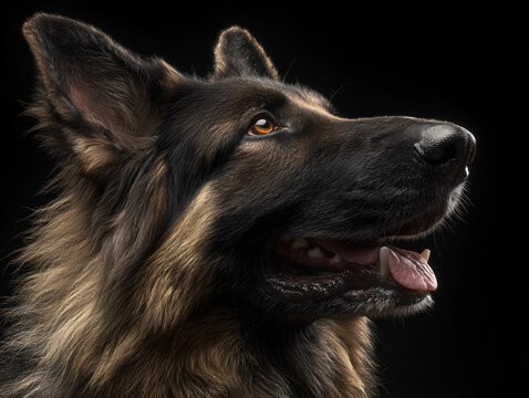 German Shepherd Dog Portrait Black Canine Pet Animal Profile Furry Face Loyal Friend Beautiful Intelligent Breed Outdoor Nature Happy Companion Elegance Expression Energetic Youthful Adorable