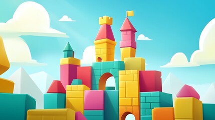 Fototapeta premium Colorful cartoon castle structure