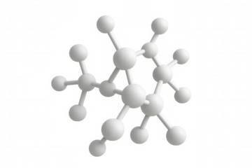 3d rendering of a white molecule structure rotating on a transparent background, perfect for science and medical presentations